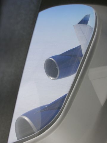 Boeing 747-400 (N199UA) - View from window of 15K of wing and engines 5 June 2010 UA840 SYD-LAX