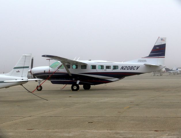 Cessna Caravan (N208CV) - KWVI - N208CV-Sleepy Sunday shrouded in fog at coastal Watsonville Airport - br /Interesting the 2008 sequence of numbers on this Grand Caravan.br /br /2008 Cessna 208B C/N 208B2024