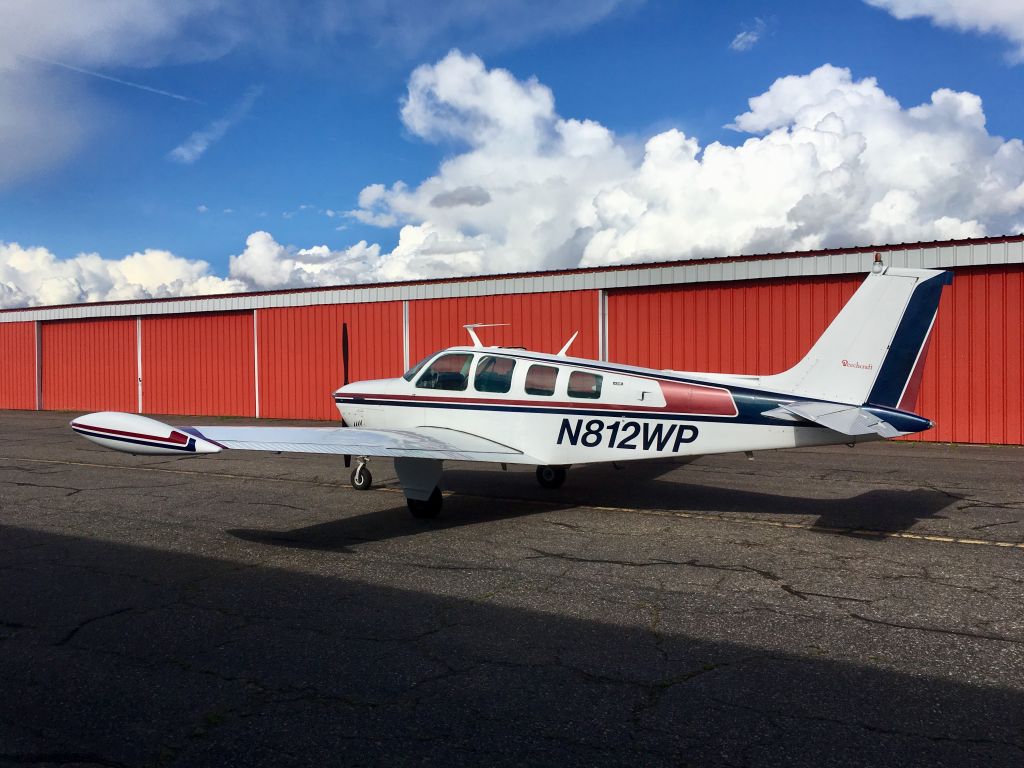 Beechcraft Bonanza (36) (N812WP) - Just returned from a successful test flight following installation of tip tanks.