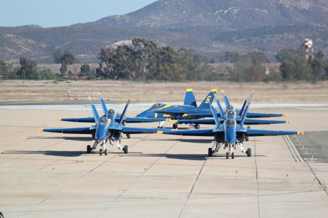 McDonnell Douglas FA-18 Hornet — - Blue Angels taxiing back after flight demo