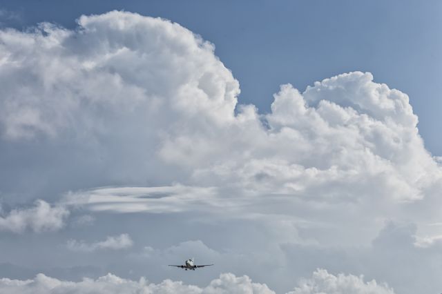 Boeing 737-700 (A30003) - RAAF, W7, Wedgetail, approaches YBTL. Photoshop CC6 Software made clouds more threatening than they actually were.