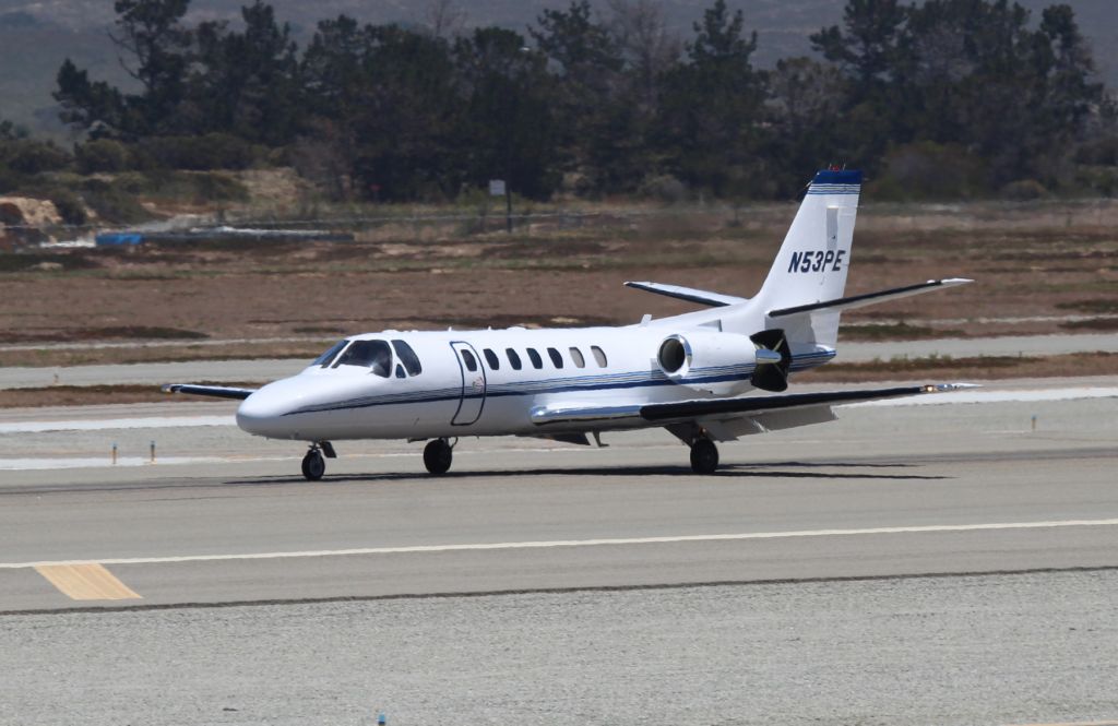 Cessna Citation V (N53PE) - KMRY - 28L arrival for this Citation landing in sunny weather....June 18th, 2015.