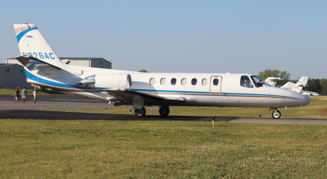 Cessna Citation V (N826AC) - A 1993 Model Cessna Citation V taxiing for departure at Boswell Field, Talladega Municipal Airport, AL, after the NASCAR GEICO 500 race at Talladega Super Speedway - late afternoon, April 25, 2021. 