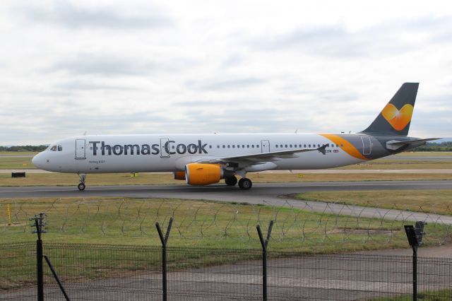 Airbus A321 (G-TCDW) - Thomas Cook Airlines (MT) G-TCDW A321-211 [cn1921]br /Manchester (MAN).  Thomas Cook Airlines flight MT1533 taxis to the gate after arriving from Ibiza (IBZ)br /Taken from RVP Airport Viewing Parkbr /2018 08 04br /a rel=nofollow href=http://alphayankee.smugmug.com/Airlines-and-Airliners-Portfolio/Airlines/EuropeanAirlines/Thomas-Cook-Airlines-MT/https://alphayankee.smugmug.com/Airlines-and-Airliners-Portfolio/Airlines/EuropeanAirlines/Thomas-Cook-Airlines-MT//a