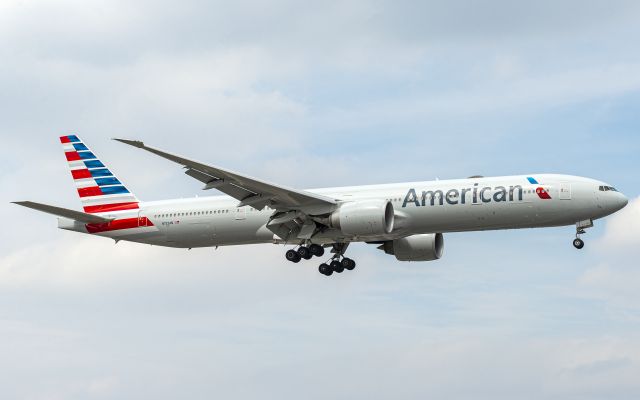 BOEING 777-300ER (N722AN) - Approaching 13R with RAT deployed after extensive testing and an initial go-around. 