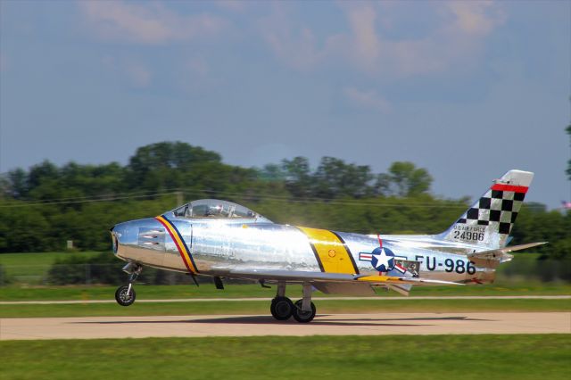 North American F-86 Sabre (NX188RL) - On the landing Runway 36 after Vintage Jet Show at AirVenture 2018.  