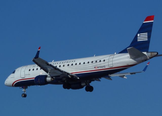 Embraer ERJ-190 (N138HQ) - Republic's Embraer E190 N138HQ on short final to runway 16 at TF Green Airport, Providence (PVD). Flight RPA3274 from Philadelphia