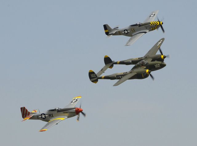 — — - Horsemen flight demo team at Chino Planes of Fame Air Show, 2012.