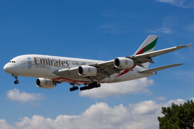 Airbus A380-800 (A6-EDA) - Making her approach in Toronto from Dubai.