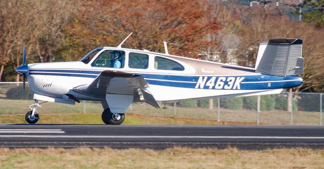 Beechcraft 35 Bonanza (N463K) - A Beechcraft Bonanza taking off from GMU.