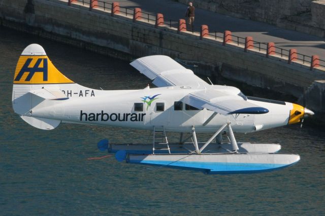 De Havilland Canada Twin Otter (9H-AFA) - I cant find an ICAO code for Grand Harbour, Valletta, Malta, but this Turbo Otter operates scheduled passenger flights from there to Gozo.  Photo taken from the harbour wall.