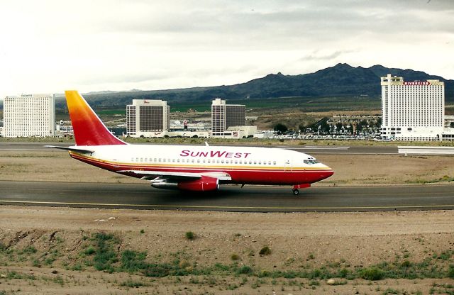 Boeing 737-200 (N920WA) - KIFP - Sunwest Airlines Gamblers special headed home, but I cant remember where. Years ago, when Id go to the UFO show at Laughlin, Id go over to the airport, while waiting for Peter Davenport from the NUFORC to speak, and the guy at the airport, would let me walk out on the tarmac to get jet photos, unescorted. No Lie. All he said was if any aircraft show up, to come in right away..