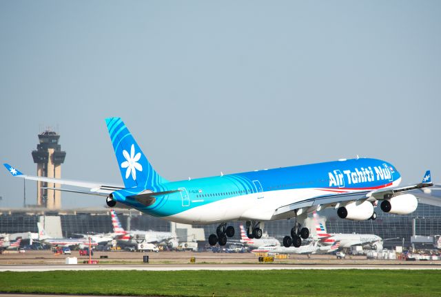 Airbus A340-300 (F-OLOV) - 09/09/2015 Air Tahiti Nui F-OLOV A340-300 KDFW - First flight into DFW for repositioning plane for beginning of non-stop service toTahiti.