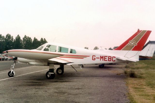 Cessna 310 (G-MEBC) - Seen here in Jun-84.br /br /Registration cancelled 7-Dec-94 as permanently withdrawn from use.