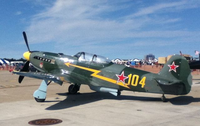 YAKOVLEV Yak-9 (N6373Y) - Yakovlev Yak-9U-M at NAS Oceana Air Show, Virginia Beach, VA - 2012