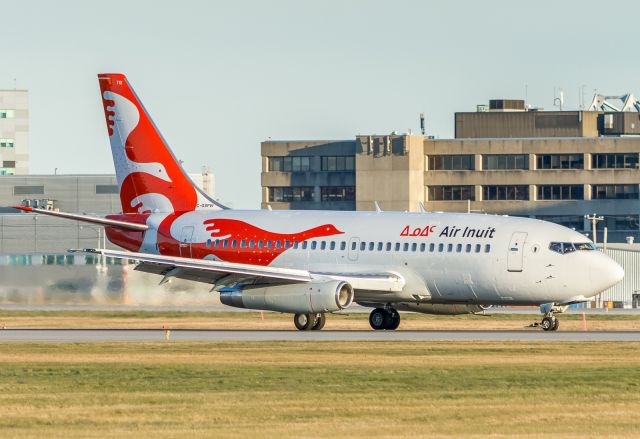 Boeing 737-200 (C-GSPW) - Air Inuit 723 arrives in Montreal from Kuujjuaq (CYVP) in Northern Quebec, here slowing on runway 24R