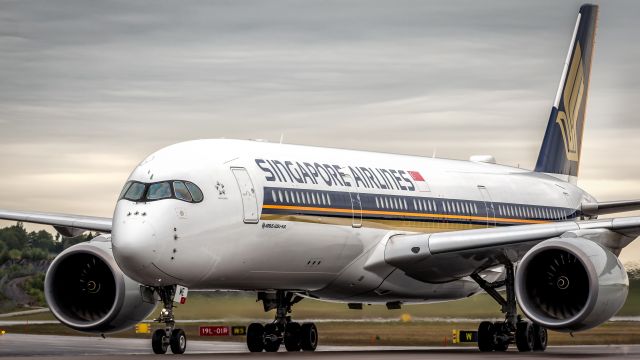 Airbus A350-900 (9V-SME) - Singapore Airlines arrives to Stockholm Arlanda on its inaugural flight from Changi via Domodedovo. May 30 2017