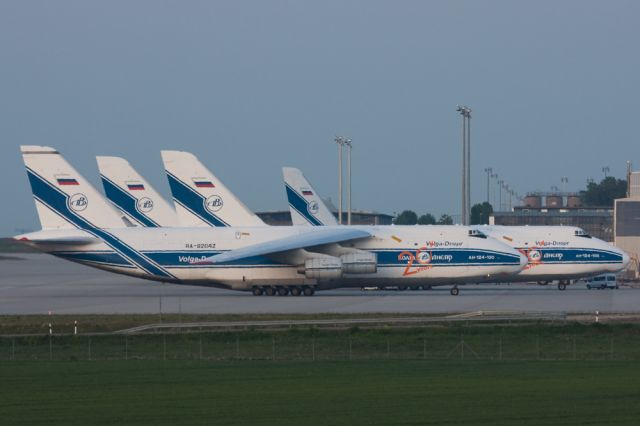 Antonov An-124 Ruslan (RNA82042) - RA82042 short for park position - RA82074 are pushed at the same moment.