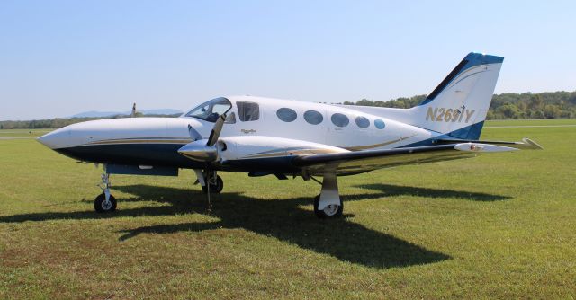 Cessna Chancellor (N2691Y) - A 1979 model Cessna 414A Chancellor at Boswell Field, Talladega Municipal Airport, AL, during the 2023 NASCAR YellaWood 500 Race Weekend - September 30, 2023.