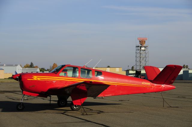 Beechcraft 35 Bonanza (N3816N) - 1947 Beech A35 Bonanza parked at Merced Regional Airport (KMCE)