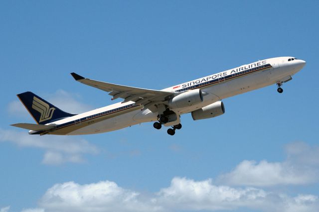 Airbus A330-300 (9V-STA) - Getting airborne off runway 23 and heading home to Singapore. Thursday 20th December 2012.