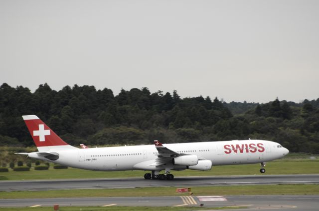 Airbus A340-300 (HB-JMF) - Departure at Narita Intl Airport R/W34L on 2016/10/13