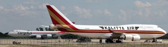 Boeing 747-400 (N744CK) - N744CK Kalitta B747-446 and LX-VCA Cargolux 747-8R7F