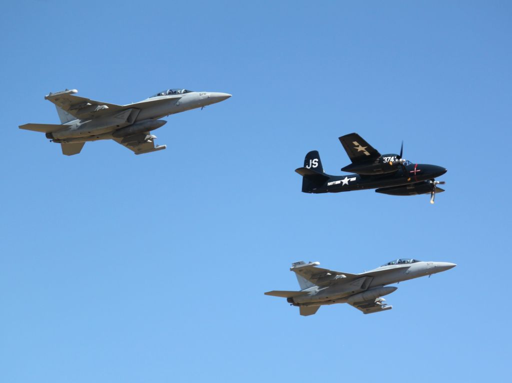 — — - Steve Hinton with Navy EA-18 Growler Demo team