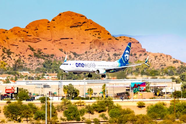 Boeing 737-900 (N486AS) - Alaska Airlines 737-900 in Oneworld special livery landing at PHX on 10/29/22. Taken with a Canon 850D and Tamron 70-200 G2 lens.