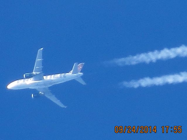 Airbus A319 (N934FR) - Frontier flight 589 from TYS to DEN or Southeastern Kansas at 37,900 feet.