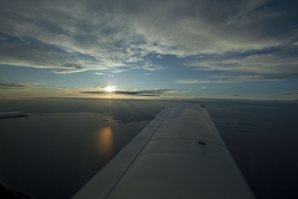 Grumman AA-5 Tiger (N28218) - Sunset on the descent into BHB.