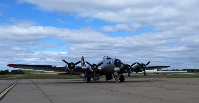 Boeing B-17 Flying Fortress (N5017N) - Making a tour stop courtesy of the Experimental Aircraft Association is this 1945 Lockheed B17G flying fortress "Aluminum Overcast" World War II Bomber in the Autumn of 2019.