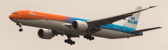 BOEING 777-300 (PH-BVA) - When IAH gets a KLM aircraft sub, it tends to make a splash. And today we no different!  IAH got the Orange Pride Livery Sunday. I say we the Orange Dreamsicle.
