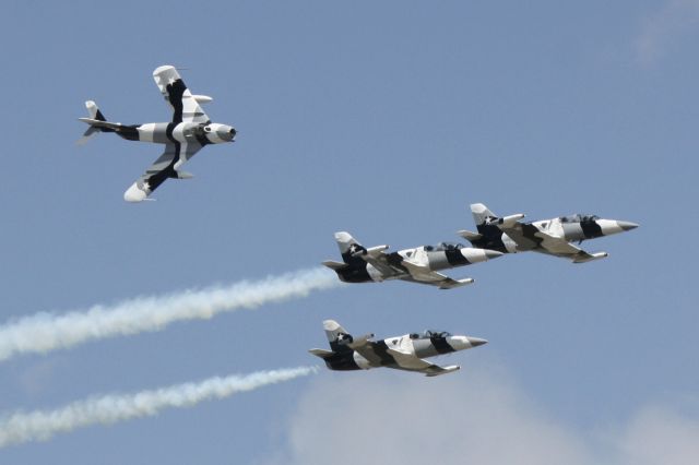 Aero L-39 Albatros (BL-ACK) - Black Diamond Jet Team performing at the 2012 Florida International Airshow