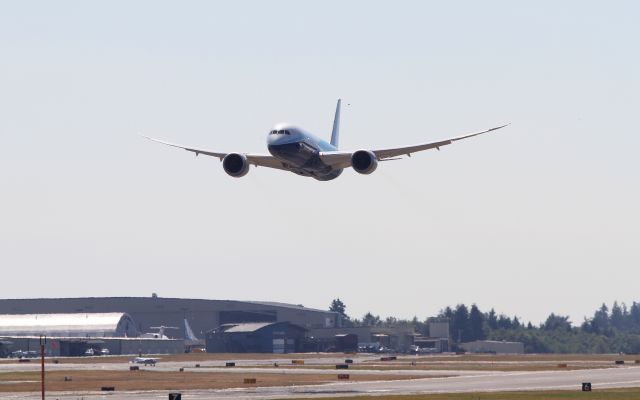 Boeing 787-8 (N787BA) - 787 celebrating certification with a fly by at Paine Field.