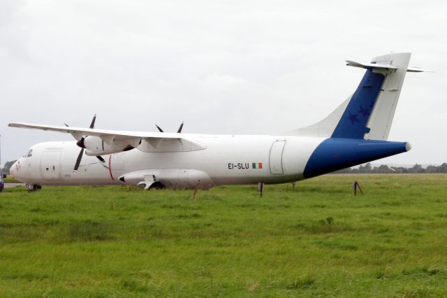 ATR ATR-72 (EI-SLU) - Parked on the ramp on 30-Aug-19 after arriving from LFPG as ABR7BN.