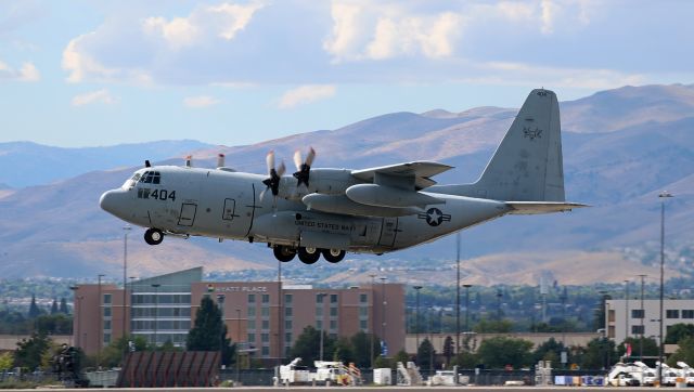 Lockheed C-130 Hercules (16-3023) - A Navy KC-130T Hercules (163023) departs Reno after an extremely brief visit.