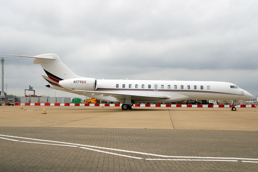 BOMBARDIER BD-700 Global 7500 (N179QS) - NetJets Global 7500 parked on Stand 454 on 2-Sep-24 after recently arriving from KTEB.