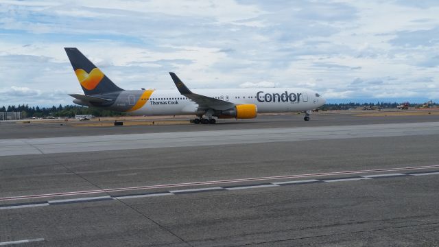 BOEING 767-300 (D-ABUS) - Taxing to gate in Seattle