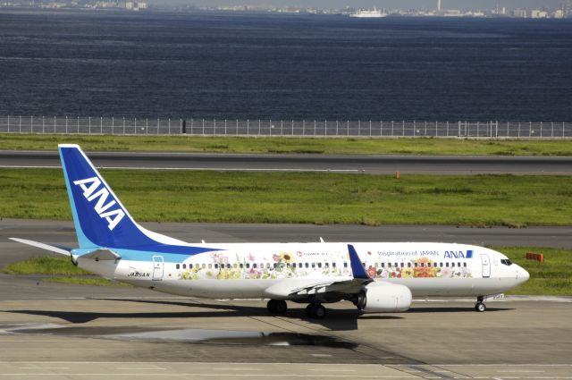 Boeing 737-800 (JA85AN) - Taxing at Tokyo-Haneda Intl Airport on 2016/09/09 " Tohoku Flower JET "