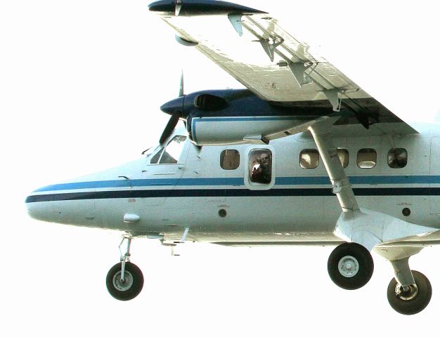 De Havilland Canada Twin Otter (N57RF) - The research photographer smiles from the photo port on this Whale Research Photo Plane taken from Whale Research Vessel in the Gulf of Maine.