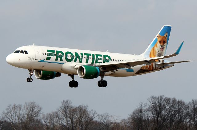 Airbus A320 (N229FR) - Peachy the Fox arriving from Miami