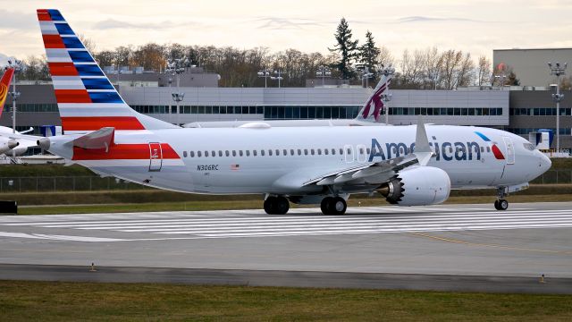 Boeing 737 MAX 8 (N306RC) - BOE103 taxis onto Rwy 16R during a C2 flight from KBFI on 12.1.17. (ln 6639 / cn 44465).