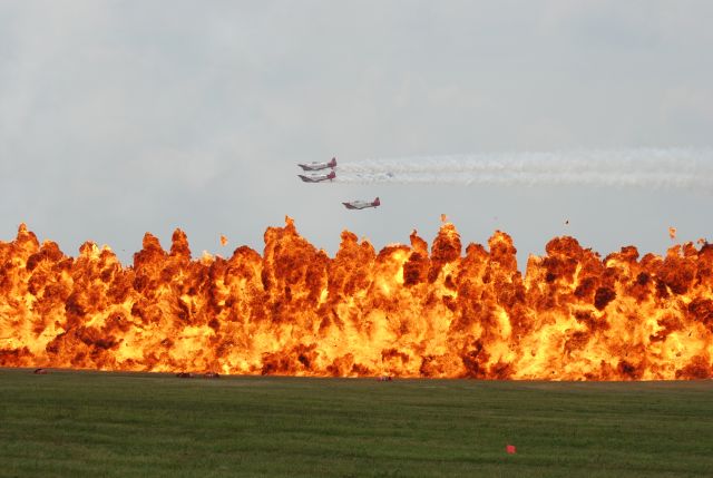 N182JB — - AT-6 formation over the "wall of fire" at the Dayton Airshow Sunday 23 June