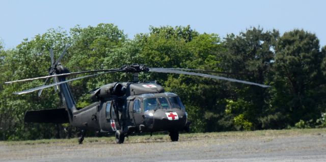 — — - Shortly after landing is this Sikorsky HH-60M US Army Black Hawk Medevac rotorcraft in the Spring of 2023.