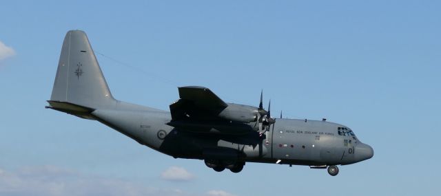 Lockheed C-130 Hercules (7001) - Royal New Zealand Air Force Hercules flying circuits approaching for a touch and go. RNZAF Base Auckland.