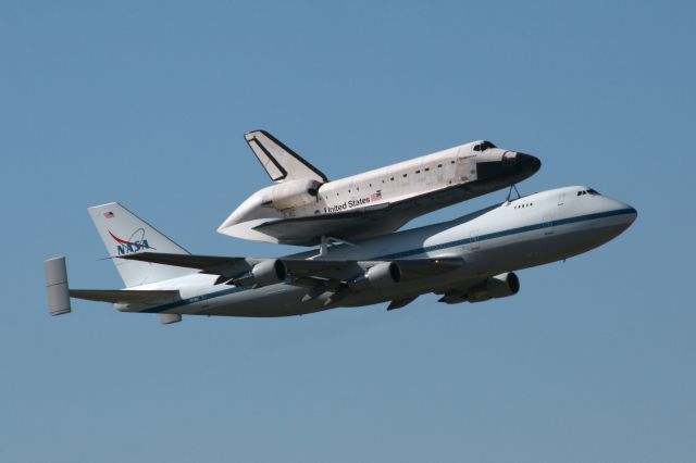 Boeing 747-200 (N911NA) - Shuttle Endeavor and the Shuttle Carrier Aircraft departing NASJRB Ft.Worth (Carswell AFB)  Photo by Zane Adams