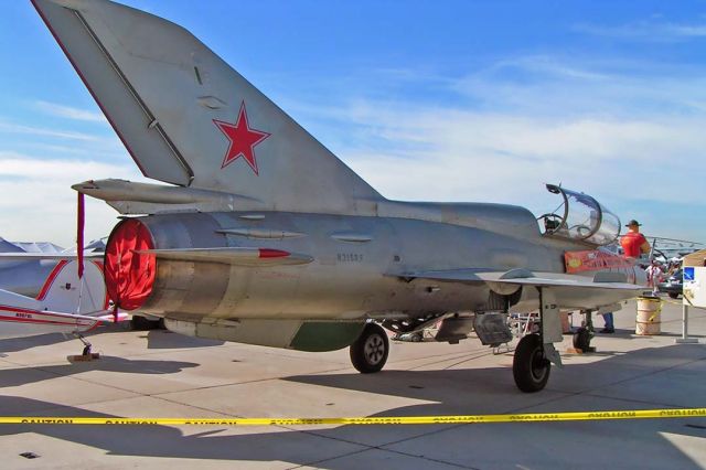 MIKOYAN MiG-21 (N315RF) - Mikoyan-Gurevich MiG-21U Mongol B trainer N315RF at MCAS Miramar on October 18, 2003. It belongs to the San Diego Flight Museum.