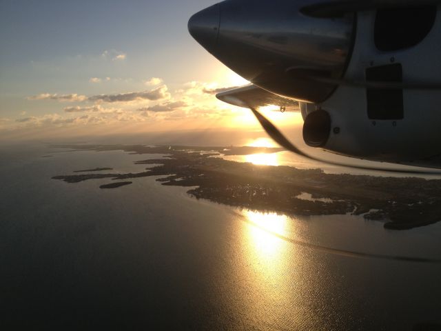 Partenavia P-68 — - Early morning sunrise while Departing Runway 25 at Florida Keys Marathon airport