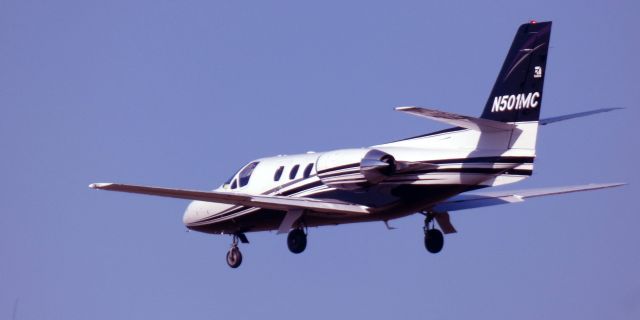 Cessna Citation 1SP (N501MC) - About to touch down is this 1981 Cessna 501 Citation 1SP from the Winter of 2024.